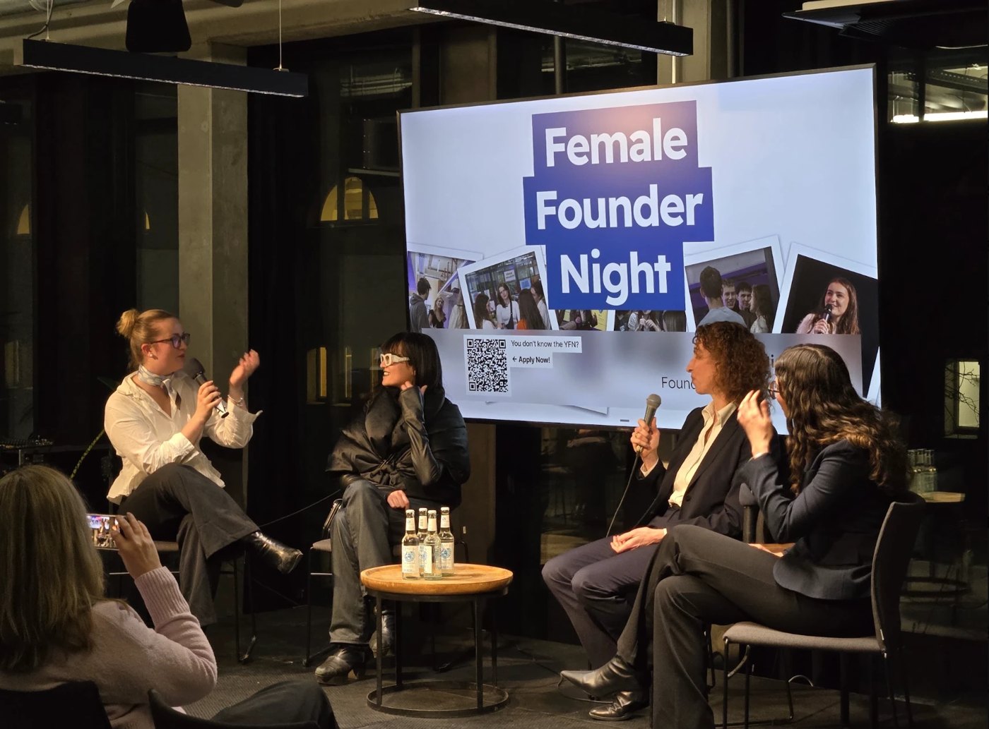 Panel on stage at the Female Founder Night